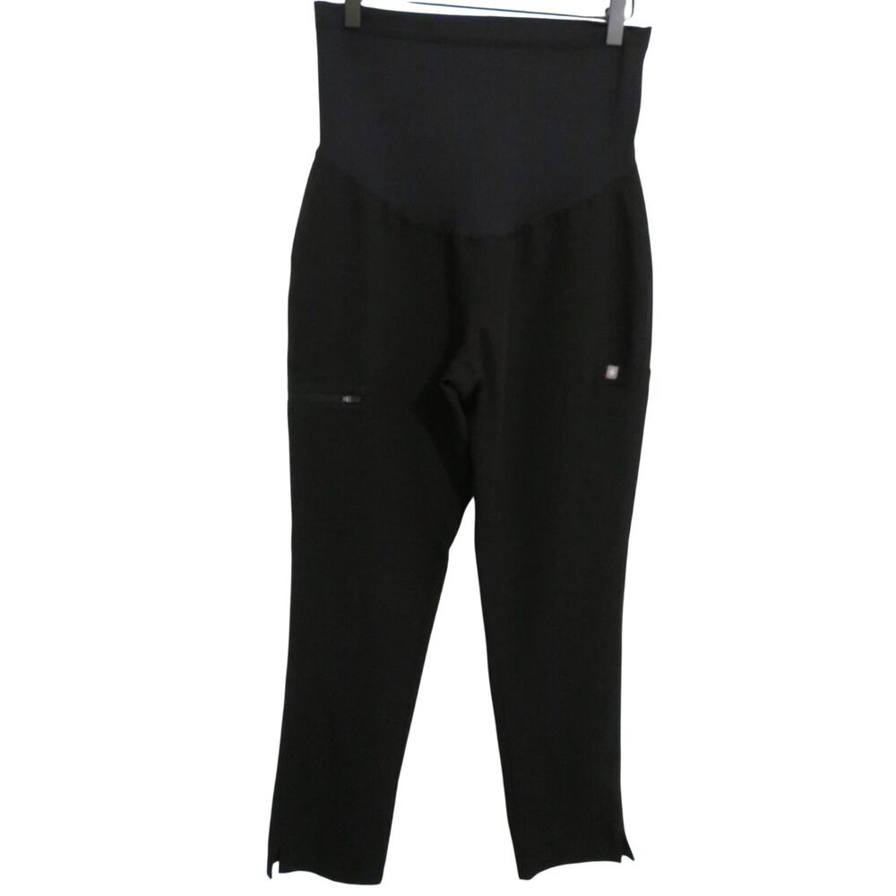 FIGS Women Sz S Black Yola Skinny Maternity Pants Black Over Bump Scrub Workwear